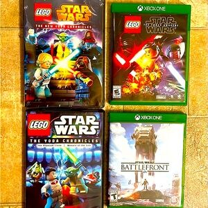 👽 Star Wars Bundle Mix 2 DVD Movies with 2 Xbox One Video Games